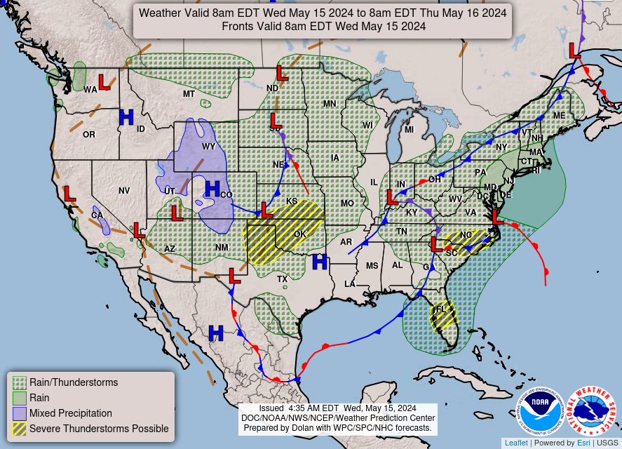 NOAA current weather map