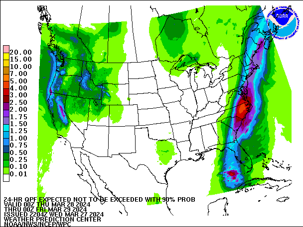 24-Hour 90th
                     Percentile QPF valid 00Z March 29, 2024
