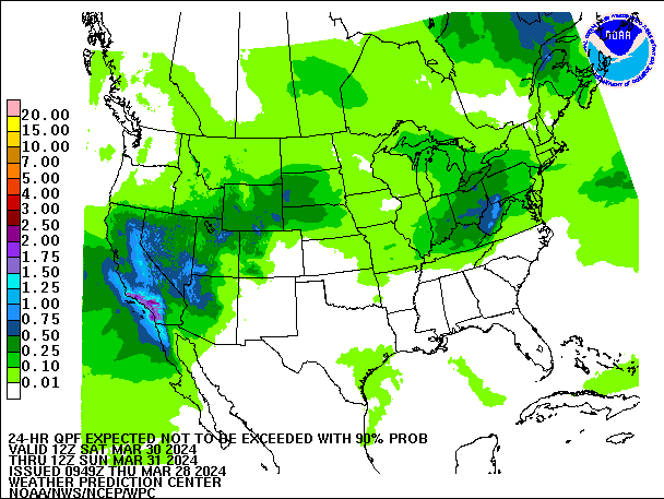 24-Hour 90th
                     Percentile QPF valid 12Z March 31, 2024