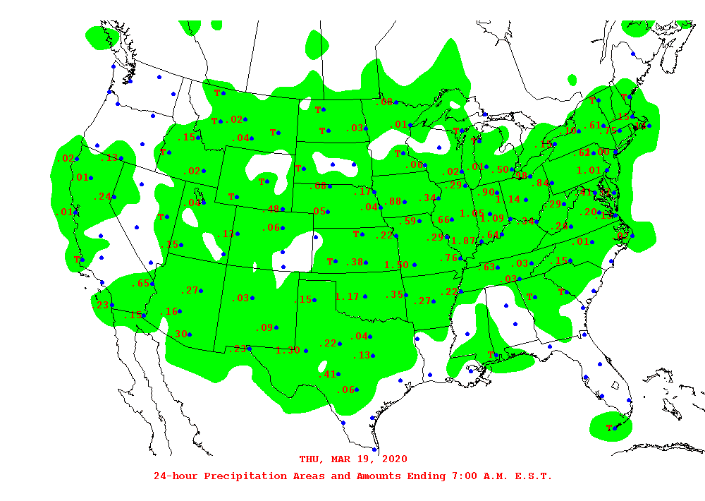 daily precipitation totals by zip code