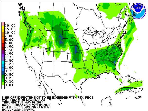 6-Hour 75th
                     Percentile QPF valid 00Z May 7, 2024