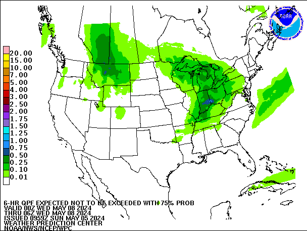 6-Hour 75th
                     Percentile QPF valid 06Z May 8, 2024