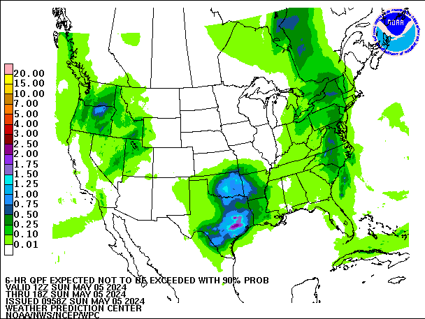 6-Hour 90th
                     Percentile QPF valid 18Z May 5, 2024