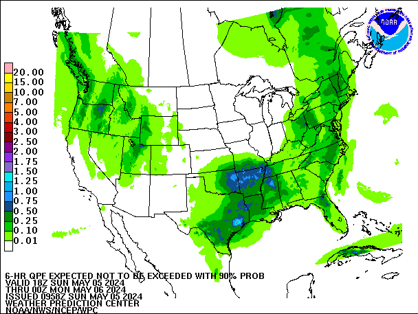 6-Hour 90th
                     Percentile QPF valid 00Z May 6, 2024