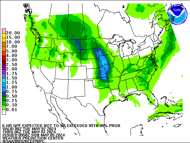 6-Hour 90th
                     Percentile QPF valid 06Z May 7, 2024