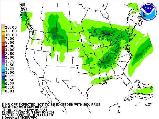 6-Hour 90th
                     Percentile QPF valid 12Z May 8, 2024