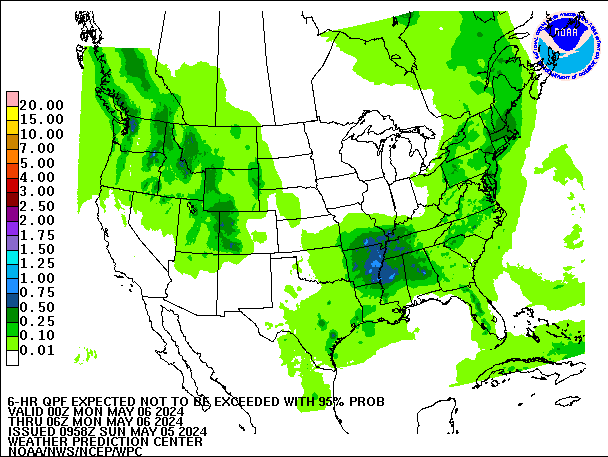 6-Hour 95th
                     Percentile QPF valid 06Z May 6, 2024