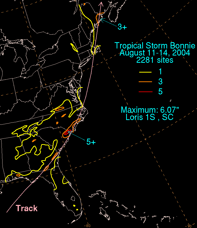 Tropical Storm Bonnie (2004) Rainfall